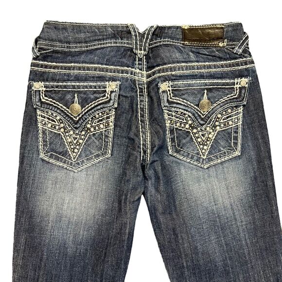 Vigoss Womens Skinny Denim Blue Jeans Dark Wash Embroidered Jeweled Size 1 26 - Picture 13 of 16